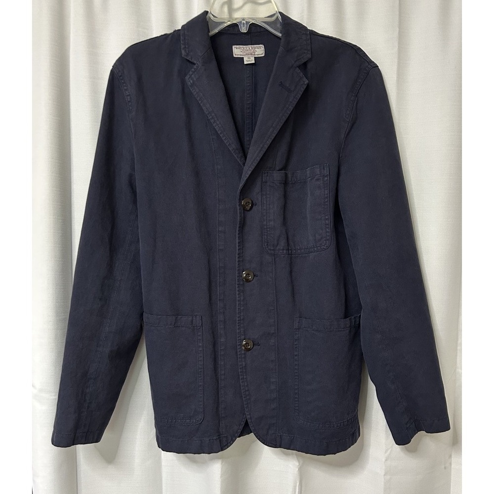 J.CREW Wallace & Barnes Canvas Chore Jacket Coat Men's 36R Navy Linen cotton